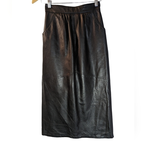 Friitala Dresses & Skirts - Vintage Friitala Black Leather Pencil Midi Maxi Lined Skirt Size 8